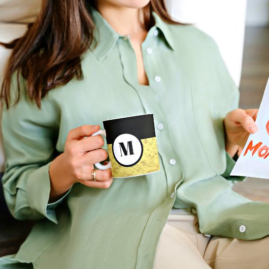 Imitate Gold Black Monogram Erstkaffee-Tasse Kaffeetasse