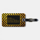 Imitate Gold Black Zickzack Pattern Custom Monogra Gepäckanhänger (Rückseite horizontal)