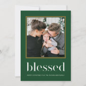 Imitate Gold Blätter gesegnet mit Foto Green Holid Einladung (Vorderseite)