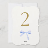 Imitate Gold | Blue Ribbon Wedding Tischnummer (Rückseite)