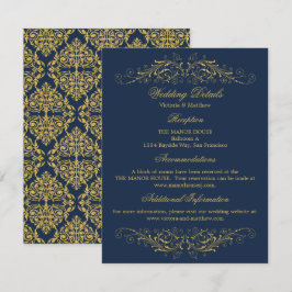Imitate Gold Blüh Damask Hochzeitsdetails Einladung