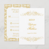 Imitate Gold Blüh Damask UAWG Einladung (Vorne/Hinten)