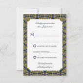 Imitate Gold Blühte Damask Navy Blue UAWG Einladung (Rückseite)