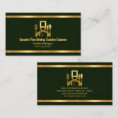 Imitate Gold Borders Emerald Green Catering Visitenkarte (Vorne/Hinten)