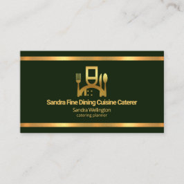 Imitate Gold Borders Emerald Green Catering Visitenkarte