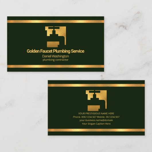 Imitate Gold Borders Faucet Emerald Green Plumper Visitenkarte (Vorne/Hinten)