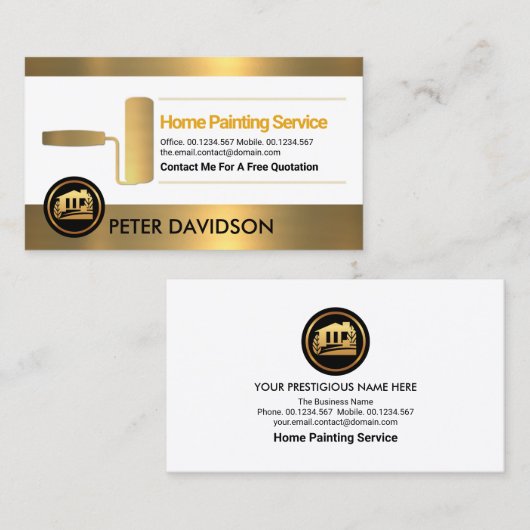 Imitate Gold Borders Rollpinsel Visitenkarte (Vorne/Hinten)