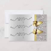 Imitate Gold Bow Silver Sequins UAWG Wedding RSVP Karte (Vorderseite)