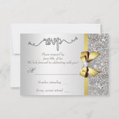 Imitate Gold Bow Silver Sequins UAWG Wedding RSVP Karte (Rückseite)