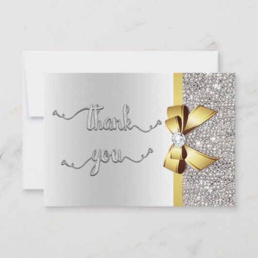 Imitate Gold Bow Silver Sequins Vielen Dank für Ih Dankeskarte (Vorderseite)