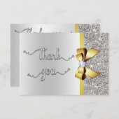 Imitate Gold Bow Silver Sequins Vielen Dank für Ih Dankeskarte (Vorne/Hinten)