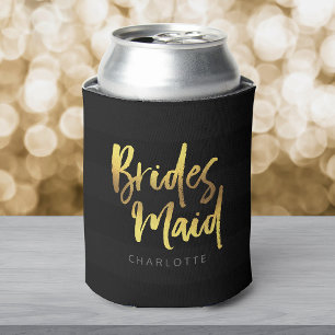 Imitate Gold Bridesmaid Name Black Stripes Dosenkühler