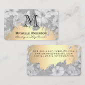 Imitate Gold Brushed Classic Monogram Blume Muster Visitenkarte (Vorne/Hinten)