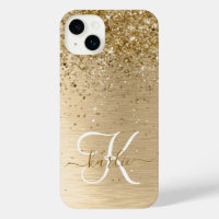 Imitate Gold Brushed Metal Glitzer Monogram Name