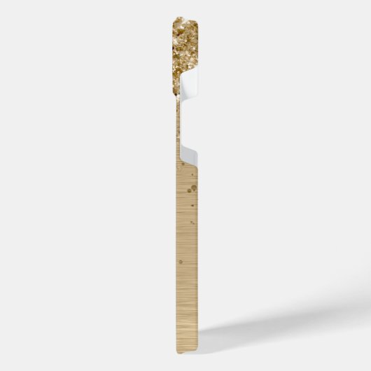 Imitate Gold Brushed Metal Glitzer Monogram Name iPhone Hülle (Linke Seite)