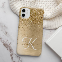 Imitate Gold Brushed Metal Glitzer Monogram Name