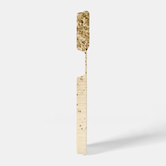 Imitate Gold Brushed Metal Glitzer Monogram Name iPhone Hülle (Rechte Seite)