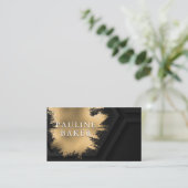 Imitate Gold Brushed | Schwarzer geometrischer Hin Visitenkarte (Stehend Vorderseite)
