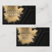 Imitate Gold Brushed | Schwarzer geometrischer Hin Visitenkarte (Vorne/Hinten)