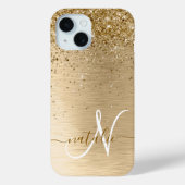 Imitate Gold Brushmetall Glitzer Print Monogram Case-Mate iPhone Hülle (Rückseite)