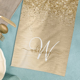 Imitate Gold Brushmetall Glitzer Print Monogram Geschirrtuch