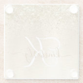 Imitate Gold Brushmetall Glitzer Print Monogram Glasuntersetzer (Rückseite)