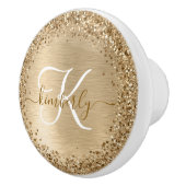 Imitate Gold Brushmetall Glitzer Print Monogram Keramikknauf (Rechts)