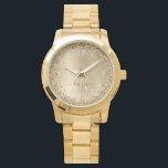 Imitate Gold Brushmetall Glitzer Print Monogram Na Armbanduhr<br><div class="desc">Dieses schicke Uhrendesign mit hübschem goldglänzenden Glitzer auf goldgebürstetem metallischem Hintergrund ist einfach zu personalisieren.</div>