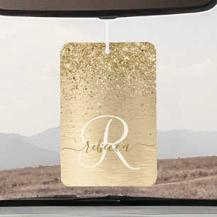 Imitate Gold Brushmetall Glitzer Print Monogram Na Autolufterfrischer
