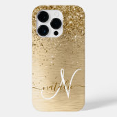 Imitate Gold Brushmetall Glitzer Print Monogram Na Case-Mate iPhone Hülle (Rückseite)