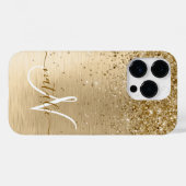 Imitate Gold Brushmetall Glitzer Print Monogram Na Case-Mate iPhone Hülle (Rückseite (Horizontal))