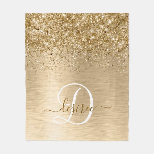 Imitate Gold Brushmetall Glitzer Print Monogram Na Fleecedecke (Vorderseite)