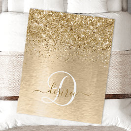 Imitate Gold Brushmetall Glitzer Print Monogram Na Fleecedecke