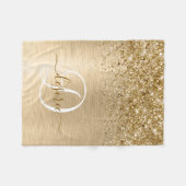 Imitate Gold Brushmetall Glitzer Print Monogram Na Fleecedecke (Vorderseite (Horizontal))