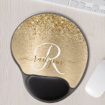 Imitate Gold Brushmetall Glitzer Print Monogram Na Gel Mousepad<br><div class="desc">Dieses schicke Mauspad-Design mit hübschem vergoldeten Glitzer auf goldgebürstetem metallischem Hintergrund ist einfach zu personalisieren.</div>