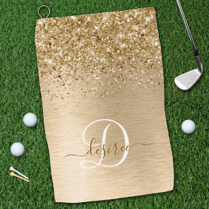 Imitate Gold Brushmetall Glitzer Print Monogram Na Golfhandtuch