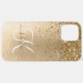 Imitate Gold Brushmetall Glitzer Print Monogram Na iPhone Hülle (Hinten horizontal)