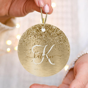 Imitate Gold Brushmetall Glitzer Print Monogram Na Keramik Ornament
