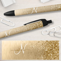 Imitate Gold Brushmetall Glitzer Print Monogram Na