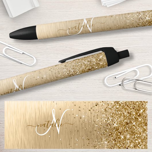 Imitate Gold Brushmetall Glitzer Print Monogram Na Kugelschreiber