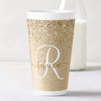 Imitate Gold Brushmetall Glitzer Print Monogram Na