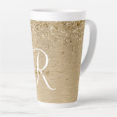 Imitate Gold Brushmetall Glitzer Print Monogram Na Milchtasse (Rechte Ecke)
