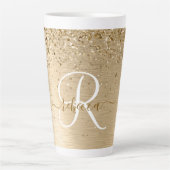 Imitate Gold Brushmetall Glitzer Print Monogram Na Milchtasse (Vorderseite)