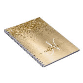 Imitate Gold Brushmetall Glitzer Print Monogram Na Notizblock (Rechte Seite)