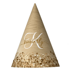 Imitate Gold Brushmetall Glitzer Print Monogram Na Partyhütchen