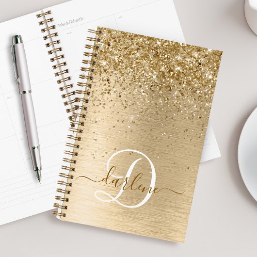Imitate Gold Brushmetall Glitzer Print Monogram Na Planer