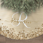Imitate Gold Brushmetall Glitzer Print Monogram Na Polyester Weihnachtsbaumdecke