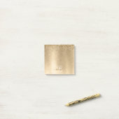 Imitate Gold Brushmetall Glitzer Print Monogram Na Post-it Klebezettel (Auf Schreibtisch)