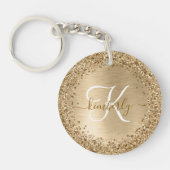 Imitate Gold Brushmetall Glitzer Print Monogram Na Schlüsselanhänger (Vorderseite)