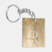 Imitate Gold Brushmetall Glitzer Print Monogram Na Schlüsselanhänger (Vorderseite links)